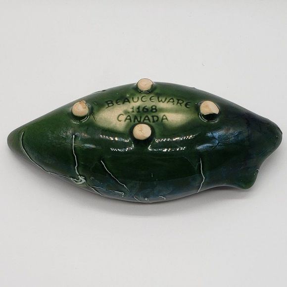 Vintage MCM Beauceware Canada Ceramic Spatter or Drip Glaze Console Bowl Planter - Picture 3 of 17